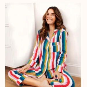 Printfresh! Long Sleeve Pajama Set! Painted Stripe Pattern. Size 1X Perfect!!